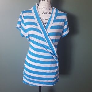 Blue white stripe shirt Womens xl deb